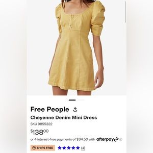 Free People Cheyenne Denim Mini Dress NWT